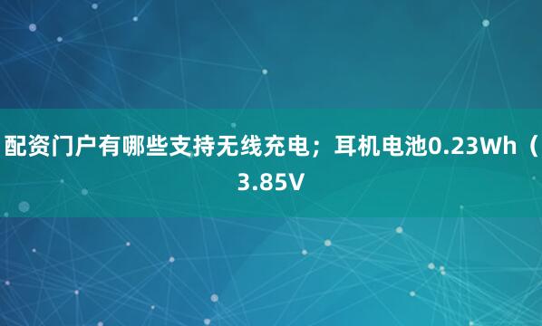 配资门户有哪些支持无线充电；耳机电池0.23Wh（3.85V