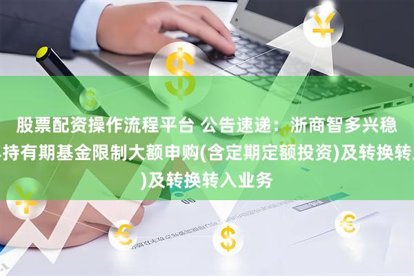 股票配资操作流程平台 公告速递：浙商智多兴稳健一年持有期基金限制大额申购(含定期定额投资)及转换转入业务